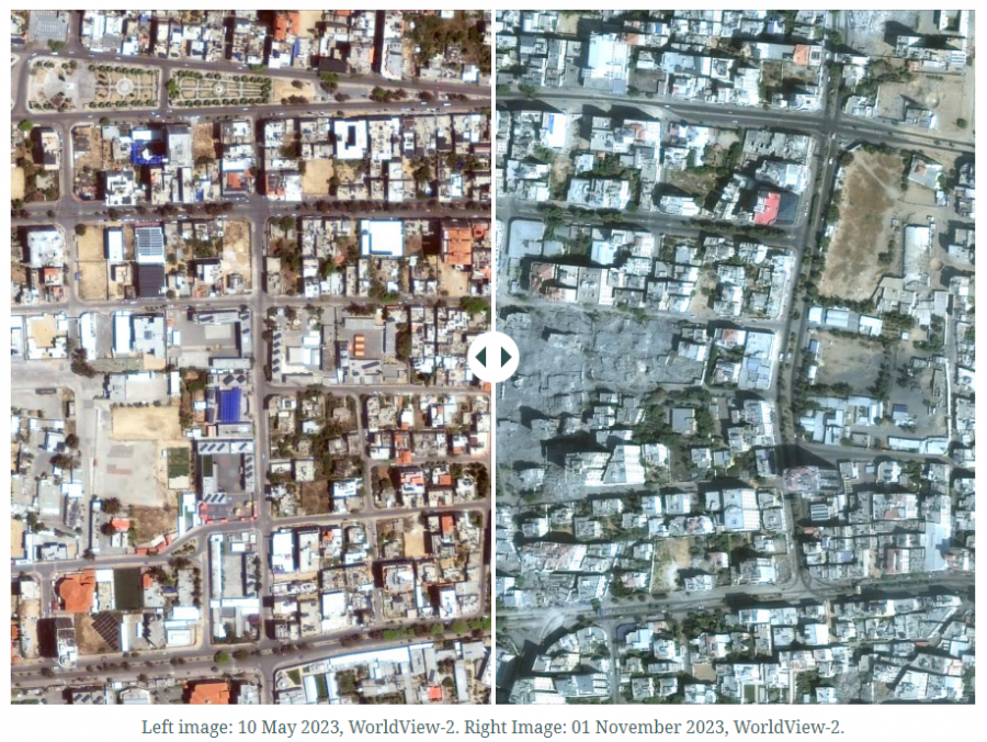 Before and after: satellite images of Gaza showing damage caused in hostilities